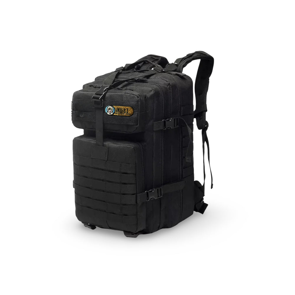 Sac à dos tactique style militaire. 56 L, noir.