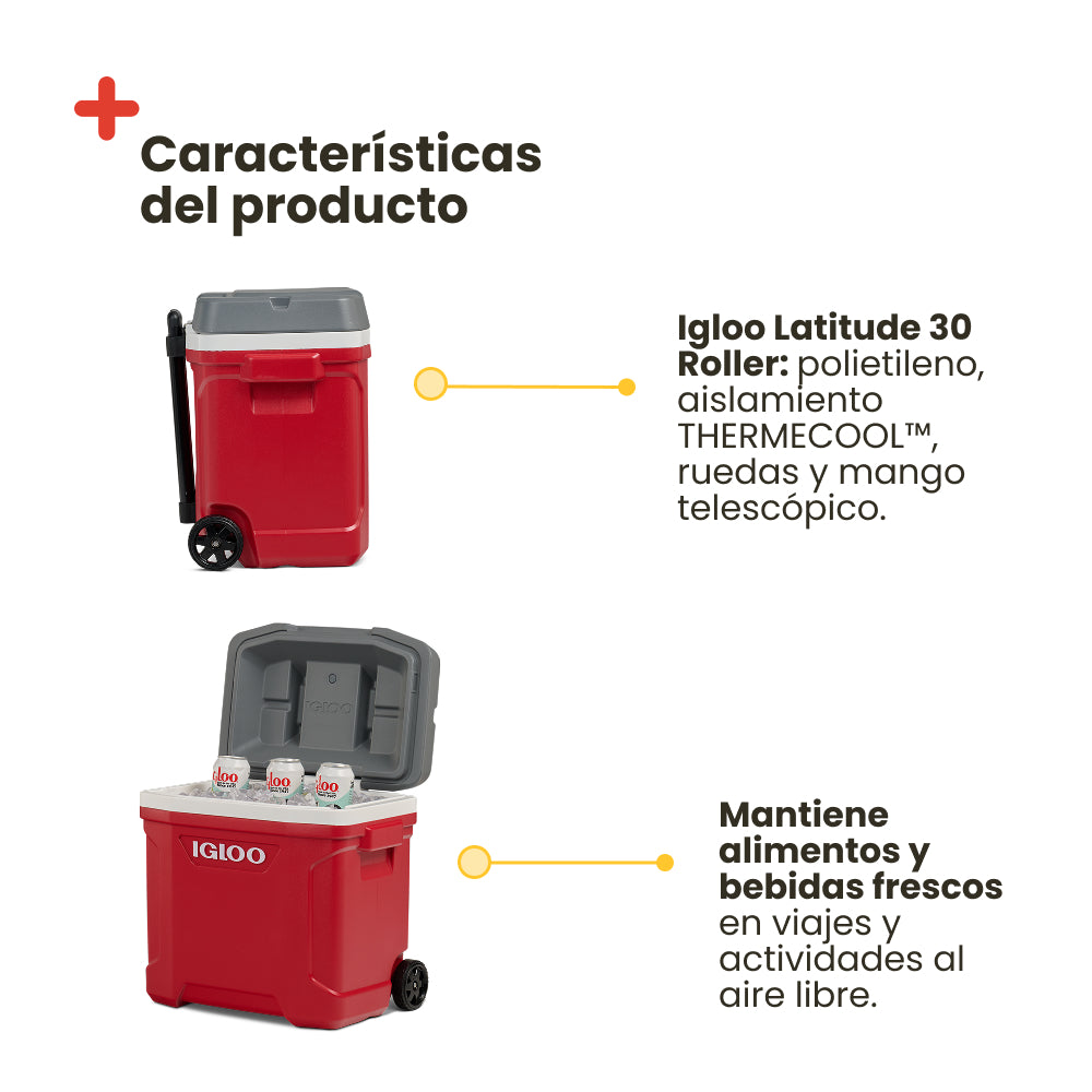 Nevera portátil Igloo Latitude 30 Roller - Rojo