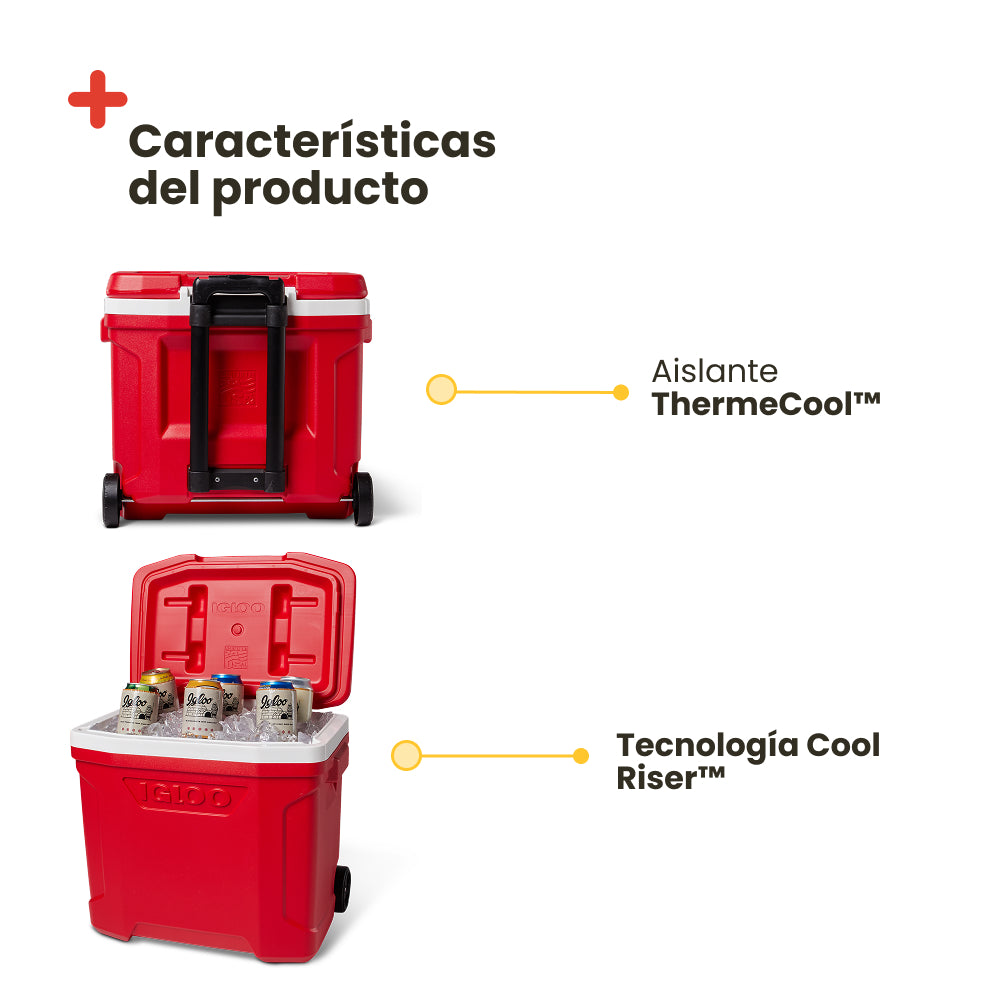 Glacière portable Igloo Profile Roller 28 rouge avec roulettes