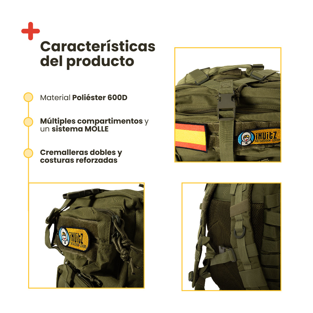 Green military style tactical backpack. 56L