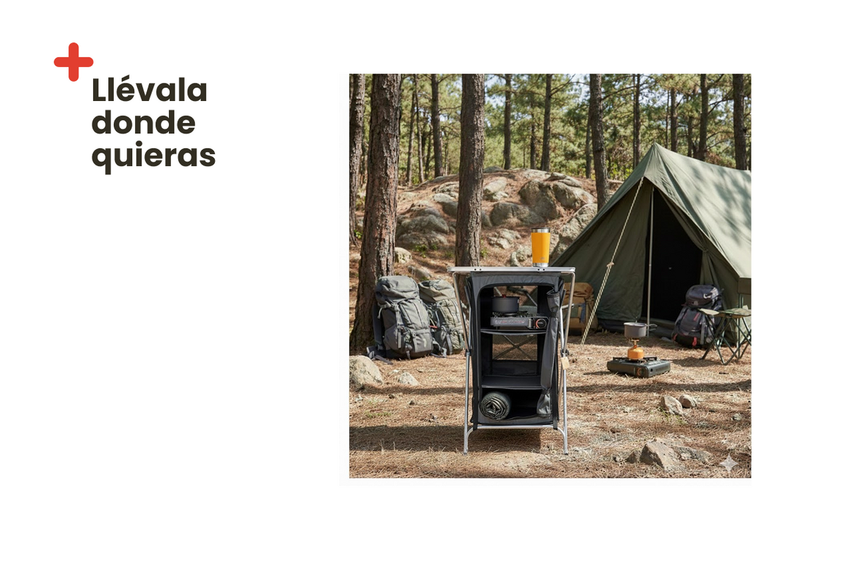 Armoire de cuisine de camping pliable avec étagères