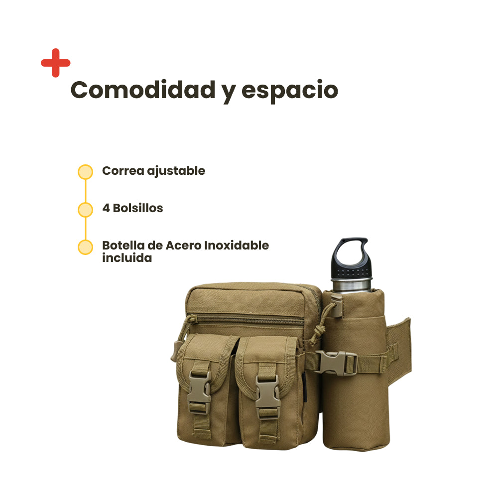 Riñonera táctica + Botella de aluminio