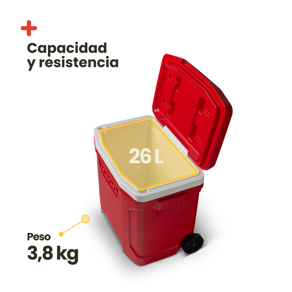 Glacière portable Igloo Profile Roller 28 rouge avec roulettes