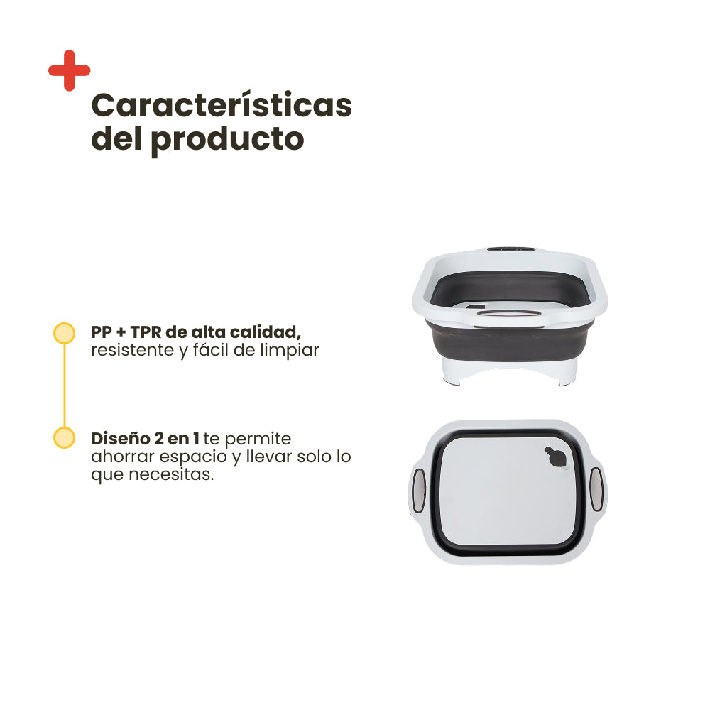 Fregadero plegable y tabla de cortar 2 en 1