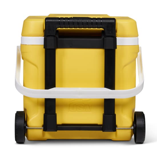 Nevera portátil con ruedas de IGLOO Latitude Roller 16 Con Capacidad De 15 litros amarilla trasera