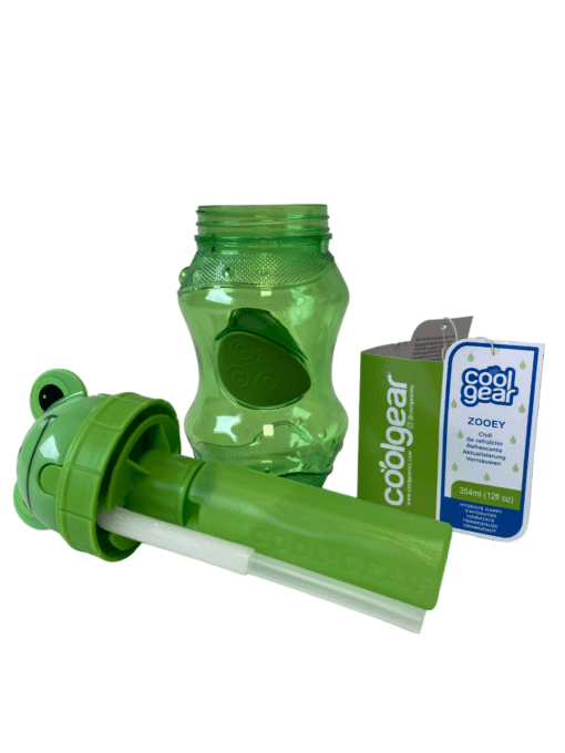 botella de agua para niños COOL GEAR forma de rana color verde